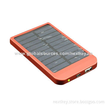 Solar Power Bank Charger, 2,600mAh Lithium Polymer Battery Capacity, 140mA Charging Current